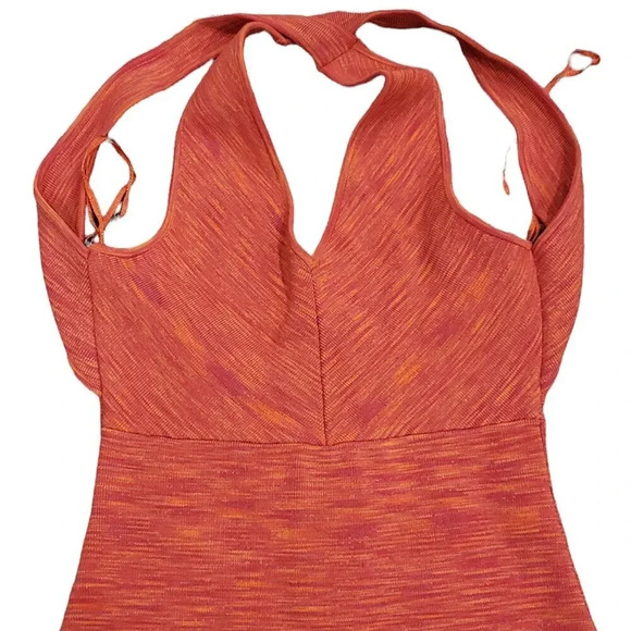 Guess Mirage Orange Plunge Neck Mini Bandage Dress XS - Picture 3 of 6